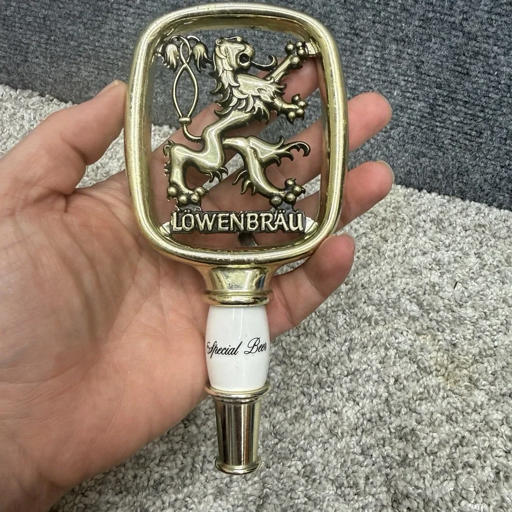 Vintage Lowenbrau filigree design beer tap handle man cave‎ bar